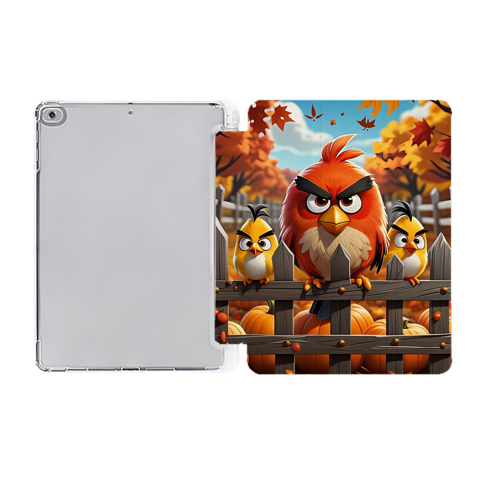 （画像用） Angry Birds アングリーバード IPad ケース ペン収納付き 三つ折りスタンド PUレザー×シリコン 対応機種9.5/10.5/10.9インチ